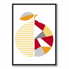 Geometric Fruit Poster of Orange in Red Yellow Orange