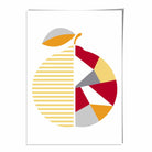 Geometric Fruit Poster of Orange in Red Yellow Orange