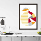 Geometric Fruit Poster of Orange in Red Yellow Orange