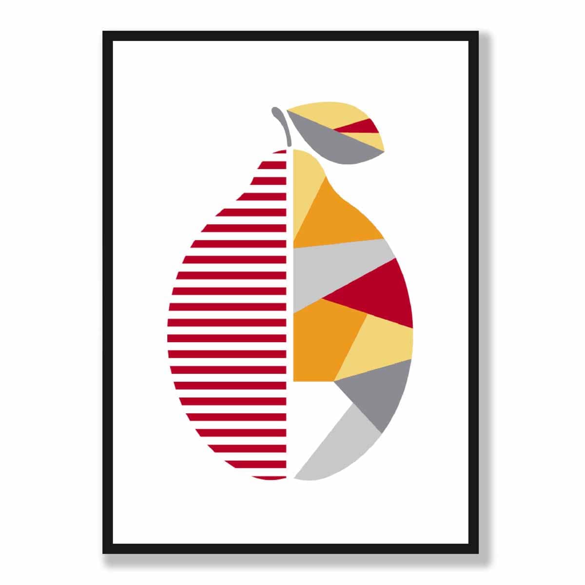Geometric Fruit Poster of Lemon in Red Yellow Orange