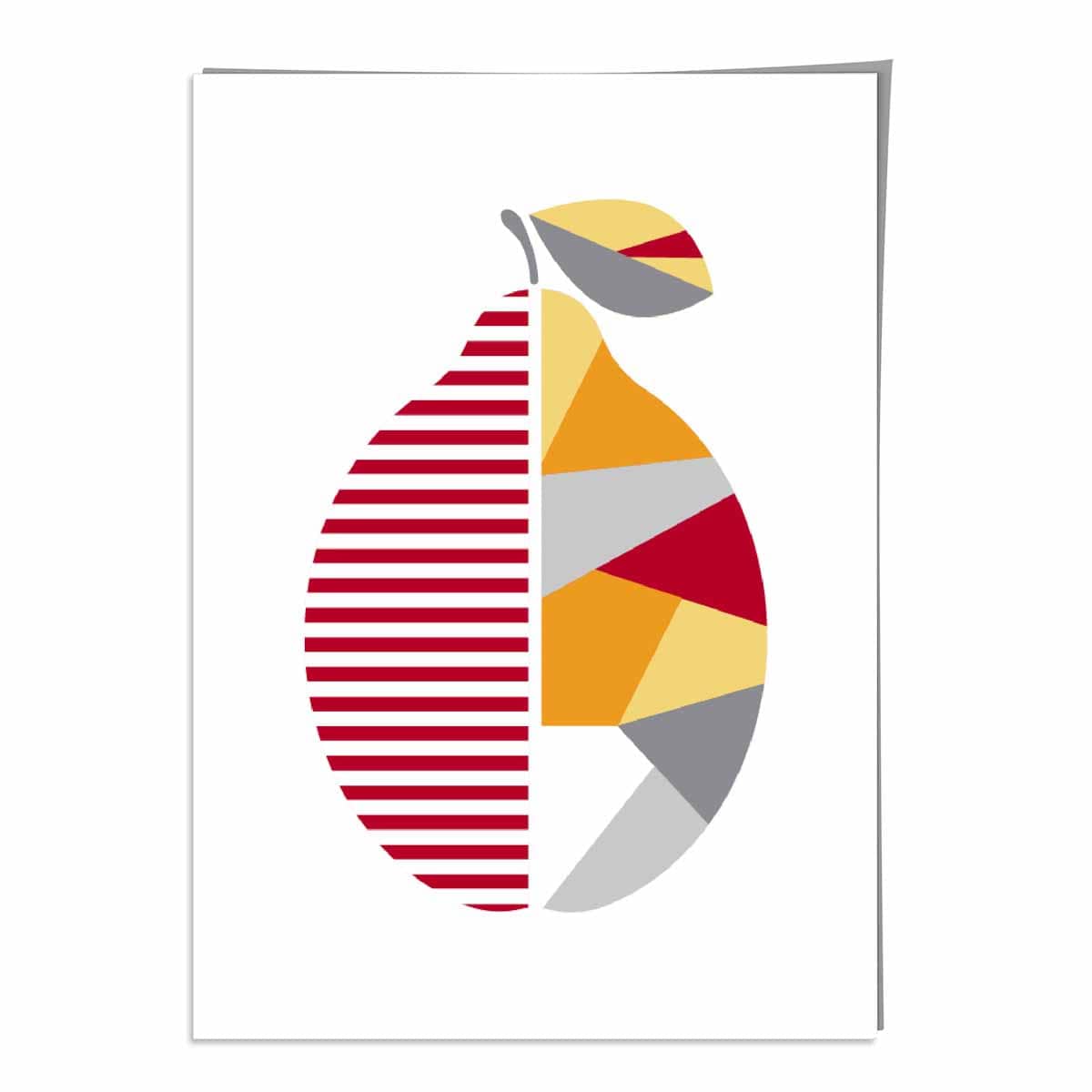 Geometric Fruit Poster of Lemon in Red Yellow Orange