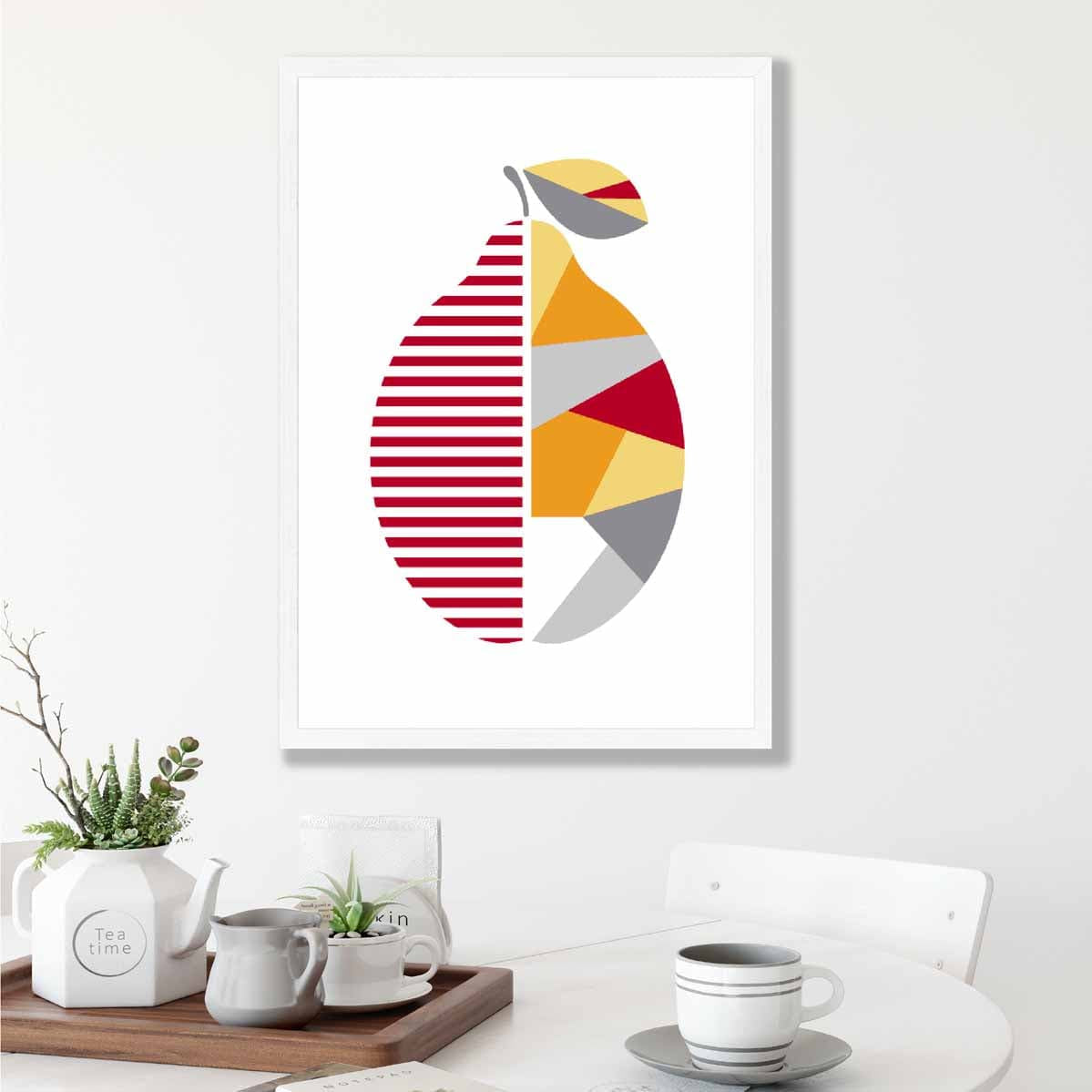 Geometric Fruit Poster of Lemon in Red Yellow Orange