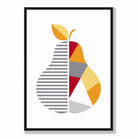 Geometric Fruit Poster of Pear in Red Yellow Orange