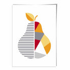 Geometric Fruit Poster of Pear in Red Yellow Orange