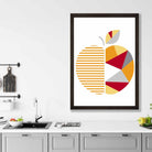 Geometric Fruit Poster of Apple in Red Yellow Orange