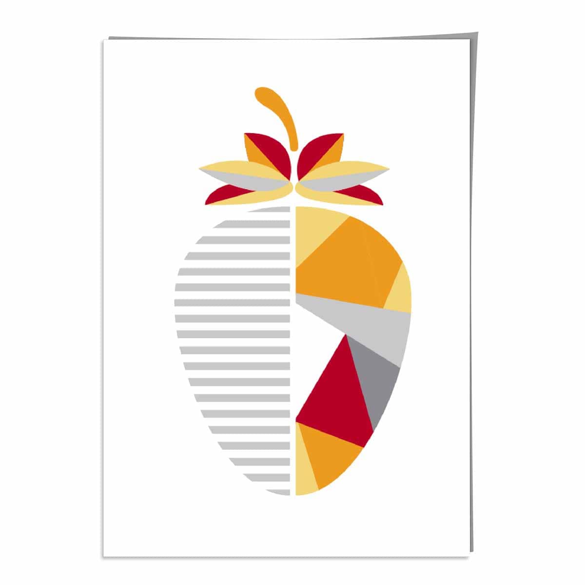 Geometric Fruit Poster of Strawberry in Red Yellow Orange