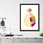 Geometric Fruit Poster of Pineapple in Red Yellow Orange