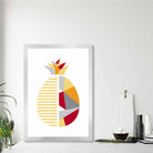 Geometric Fruit Poster of Pineapple in Red Yellow Orange
