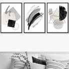 Abstract Grey Black and Silver Wall Art Prints
