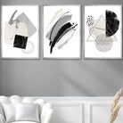 Abstract Grey Black and Silver Wall Art Prints