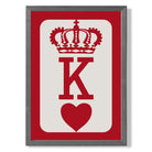 King of Hearts print in Dark Grey Wooden Frame