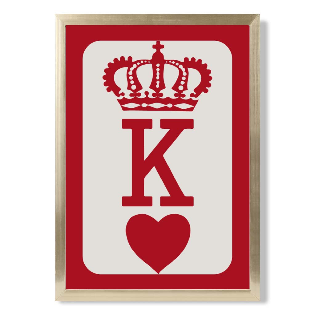 King of Hearts print in Gold Wooden Frame