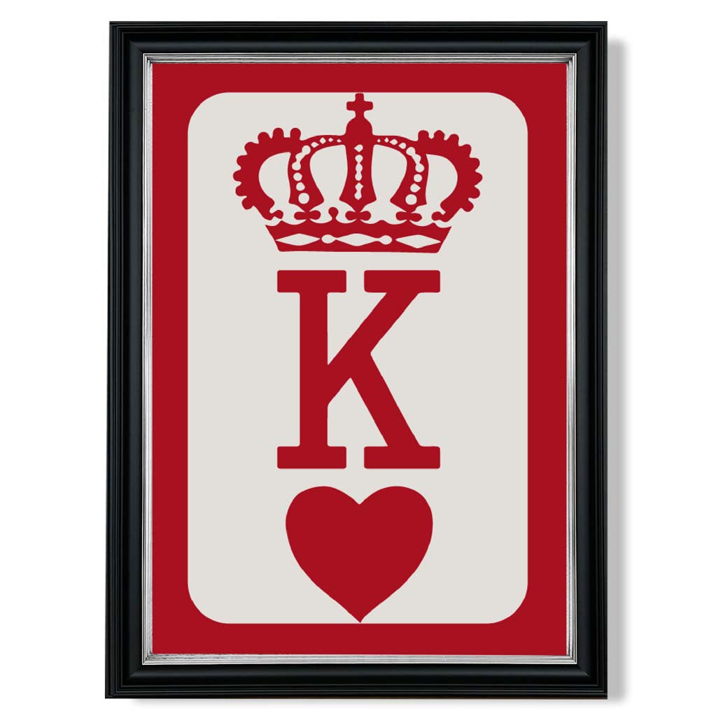 King of Hearts print in Black and silver Frame