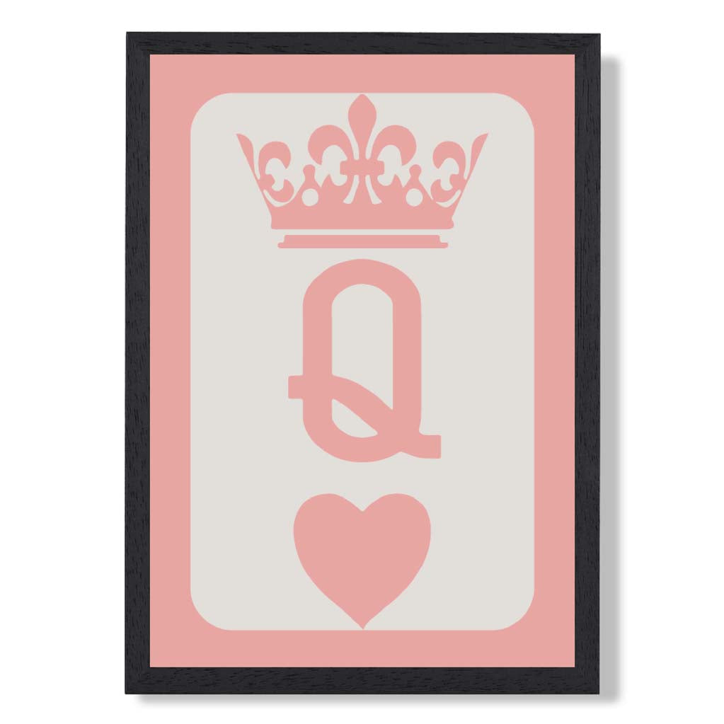 Queen of Hearts print in Black Wooden Frame