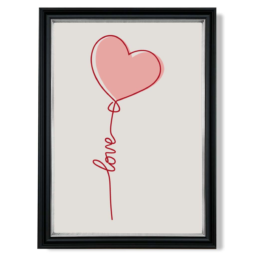 Love Heart String print in Black and silver Frame