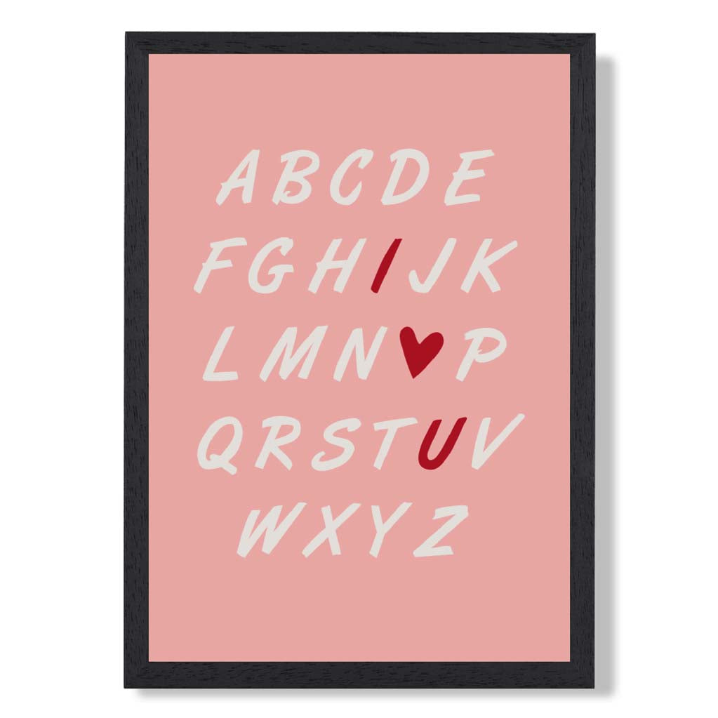 I Love You Alphabet print in Black Wooden Frame