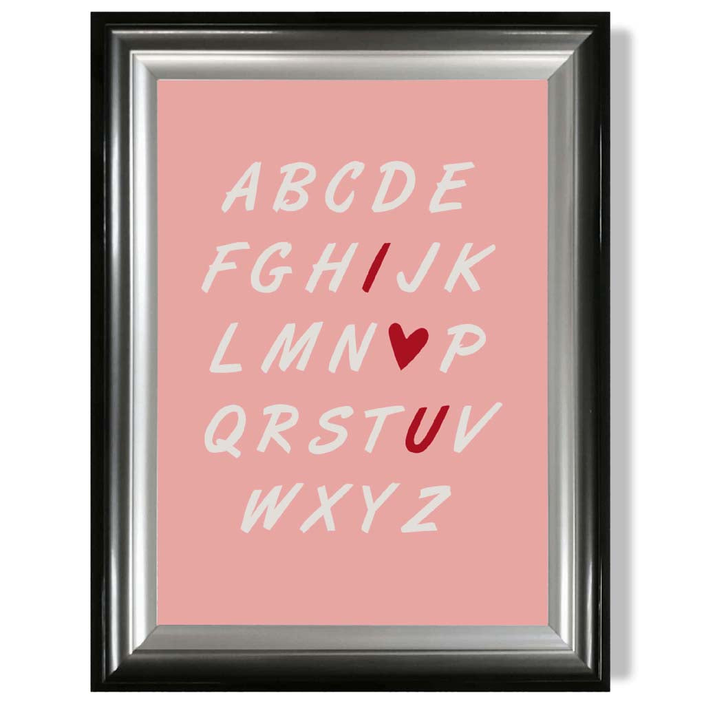 I Love You Alphabet print in Gradient Glossy Frame