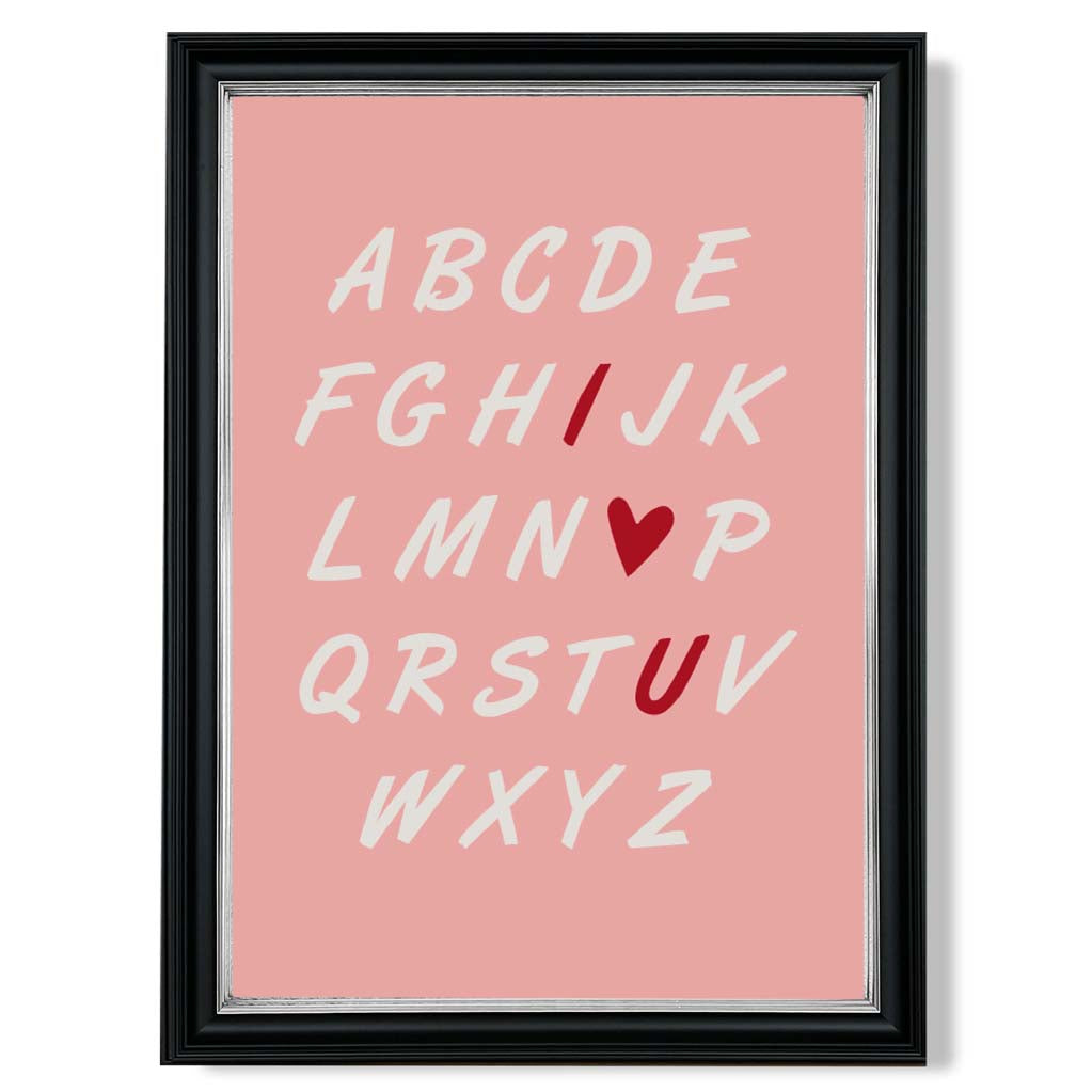 I Love You Alphabet print in Black and silver Frame
