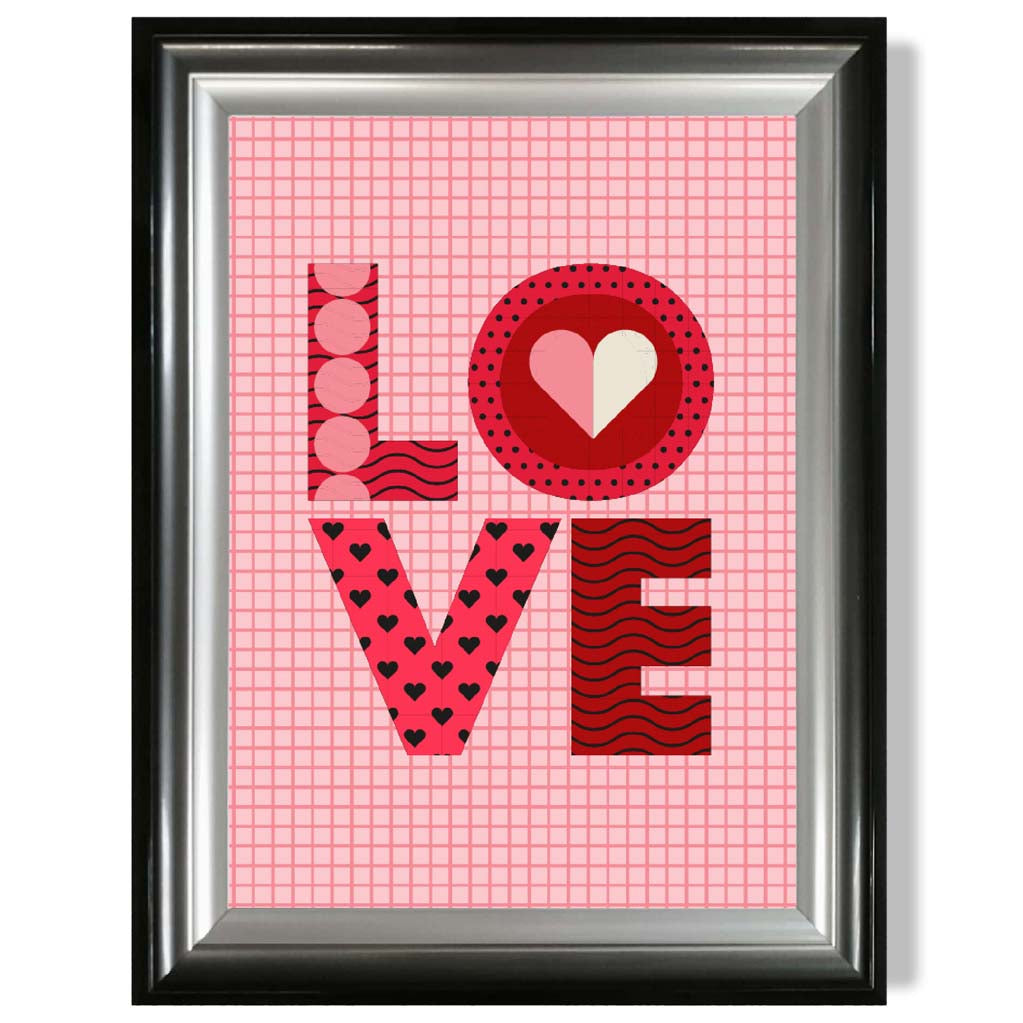 Retro Patterned LOVE print in Gradient Glossy Frame