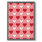 Retro Patterned Hearts print in Dark Grey Wooden Frame