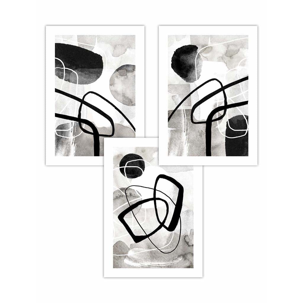 Abstract Black and Grey Shapes Wall Art Prints