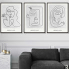 Picasso Style Grey Abstract Faces Wall Art Prints