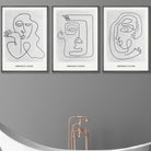 Picasso Style Grey Abstract Faces Wall Art Prints