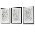 Picasso Style Grey Abstract Faces Framed Wall Art Prints | Artze Wall Art UK