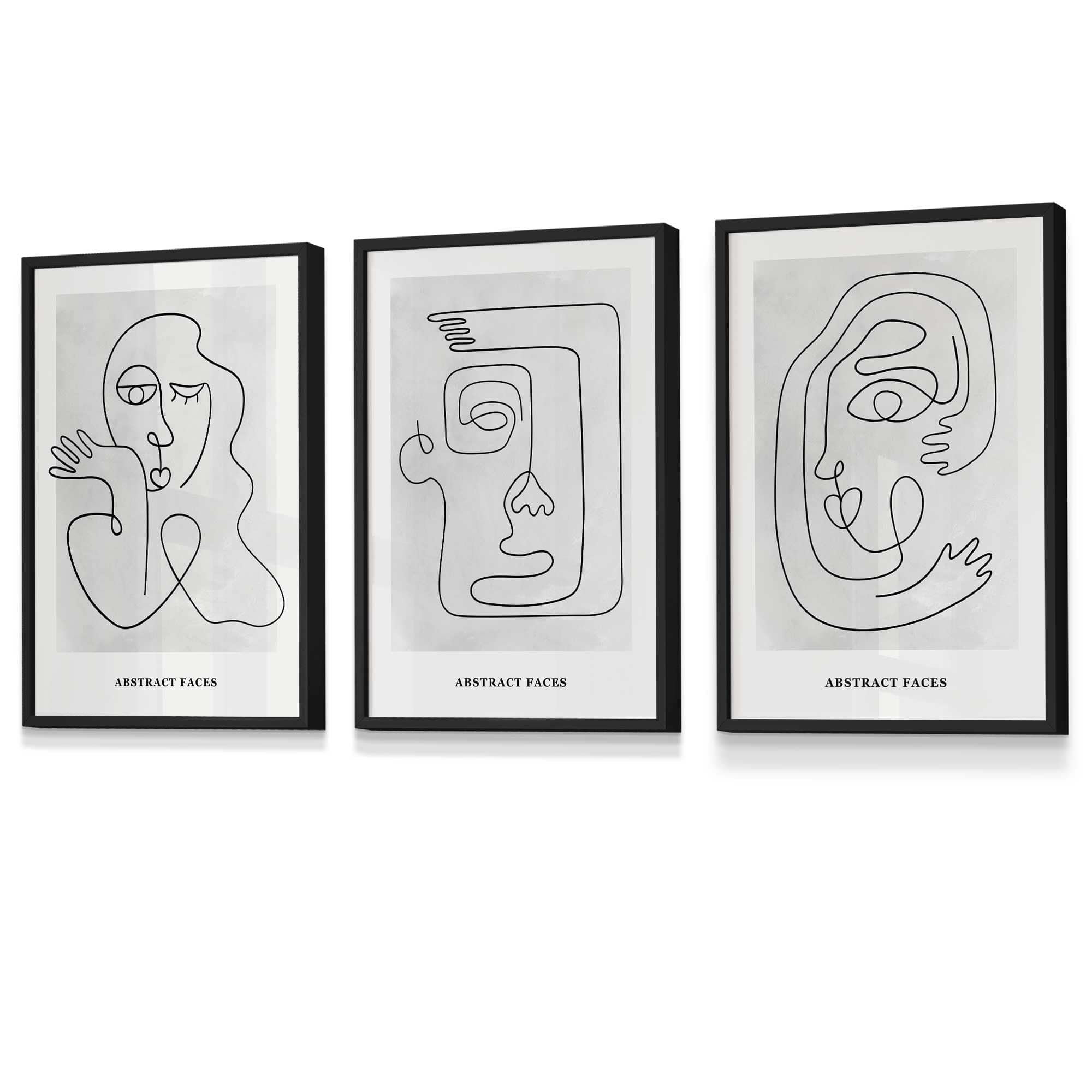 Picasso Style Grey Abstract Faces Framed Wall Art Prints | Artze Wall Art UK