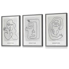 Picasso Style Grey Abstract Faces Framed Wall Art Prints | Artze Wall Art UK