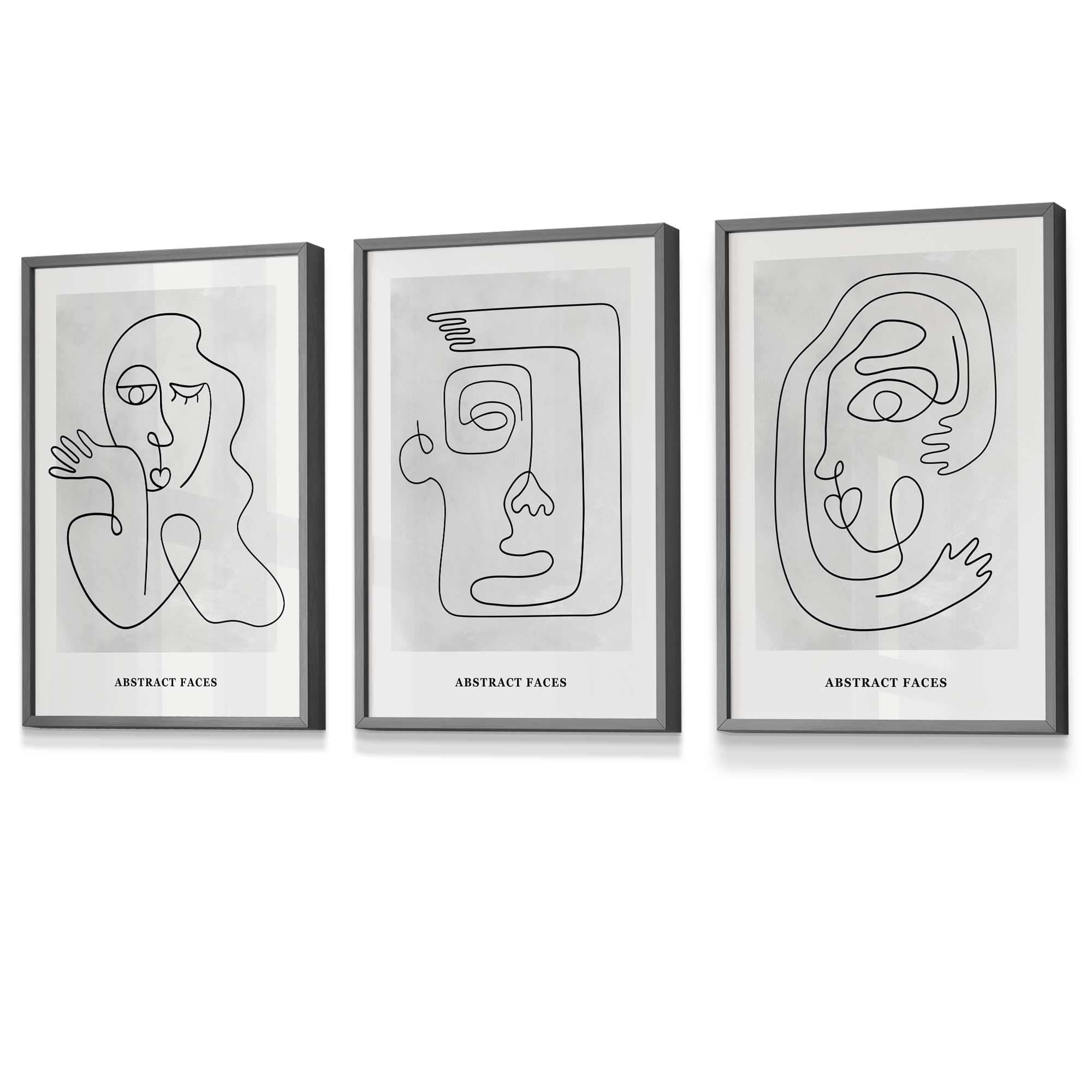 Picasso Style Grey Abstract Faces Framed Wall Art Prints | Artze Wall Art UK