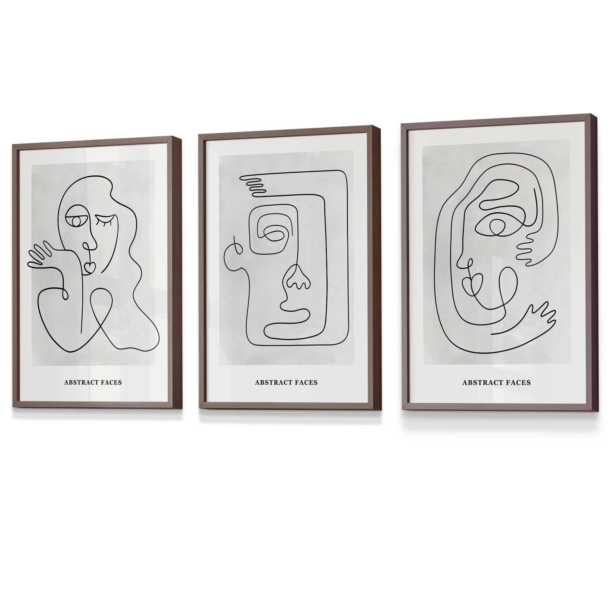 Picasso Style Grey Abstract Faces Framed Wall Art Prints | Artze Wall Art UK