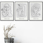 Picasso Style Grey Abstract Faces Wall Art Prints