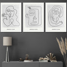 Picasso Style Grey Abstract Faces Wall Art Prints