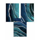 Set of 3 Abstract Teal, Blue and Silver Wall Art Prints