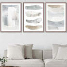 Set of 3 Watercolour Strokes Beige Blue Wall Art Prints