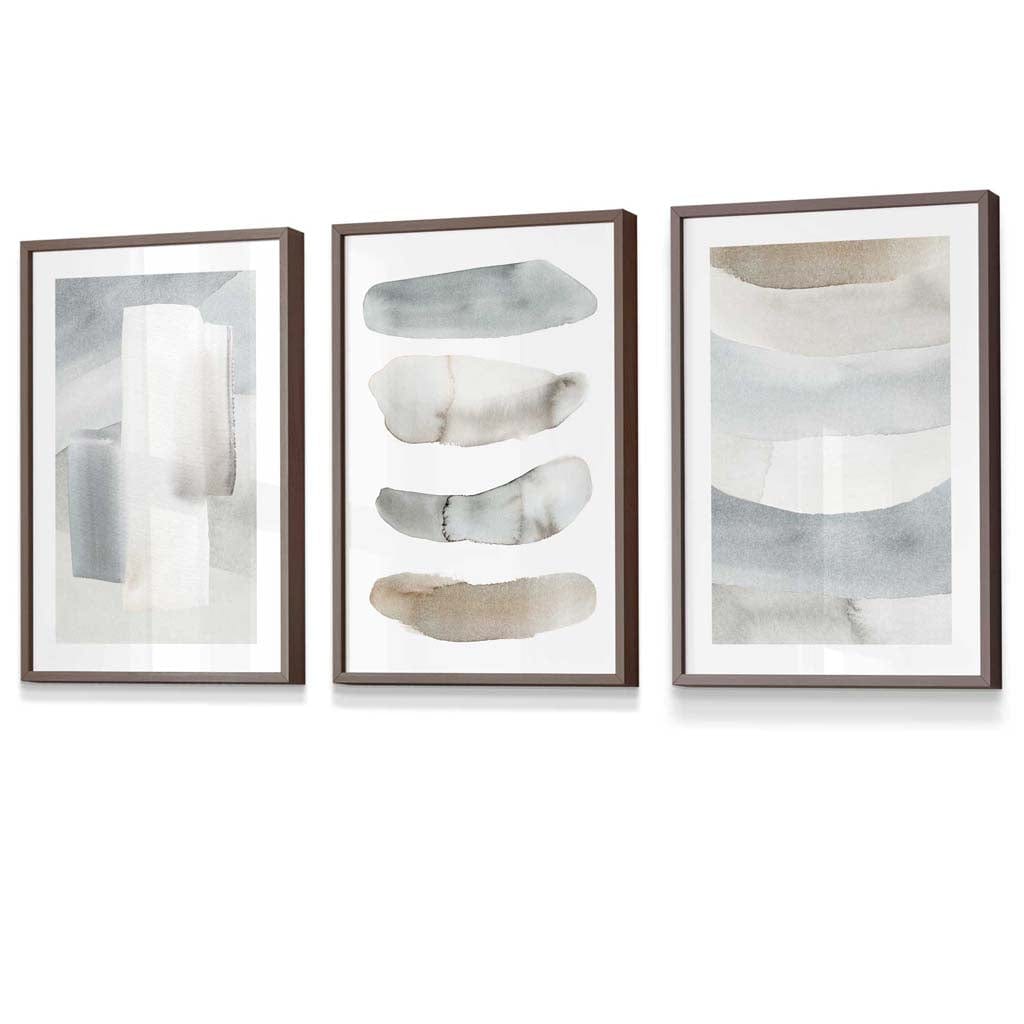 Watercolour Strokes Beige and Grey Wall Art Framed / Prints | Artze Wall Art UK