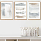 Set of 3 Watercolour Strokes Beige Blue Wall Art Prints