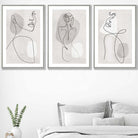 Minimal Female Line Art Grey & Beige Wall Art Set of 3 Framed | Artze Wall Art UK