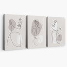 Beige Abstract Minimal Line Art Female Set of 3 Canvas Art Prints | Artze Wall Art