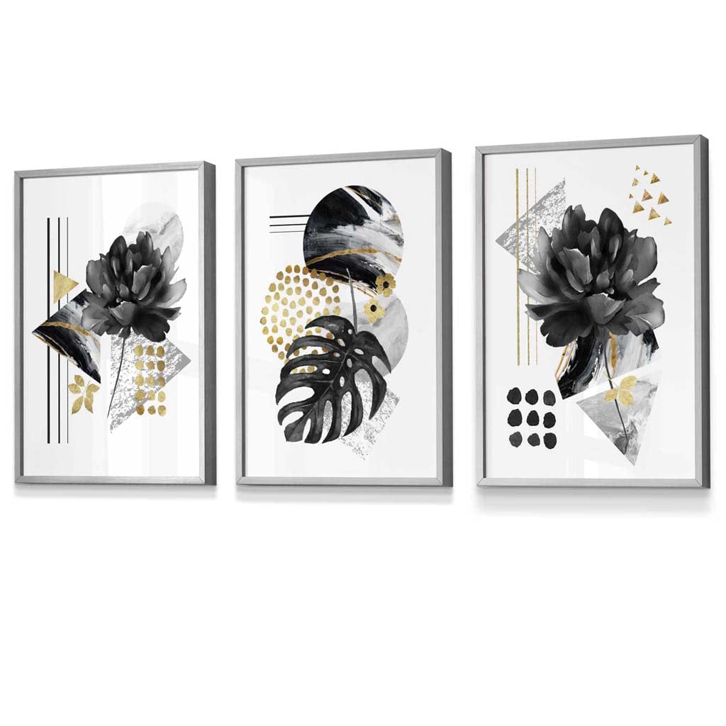 Abstract Black and Gold Botanical Wall Art Prints / Framed | Artze Wall Art UK