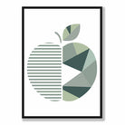 Geometric Fruit Poster of Apple in Sage green
