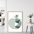 Geometric Fruit Poster of Apple in Sage green
