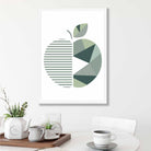 Geometric Fruit Poster of Apple in Sage green