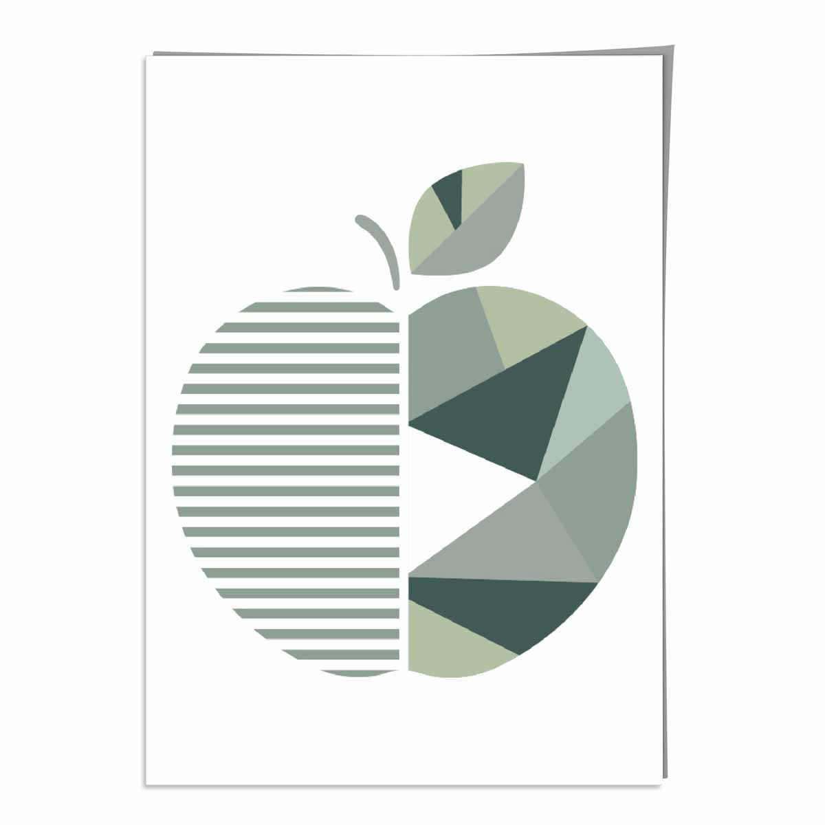 Geometric Fruit Poster of Apple in Sage green