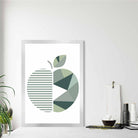 Geometric Fruit Poster of Apple in Sage green