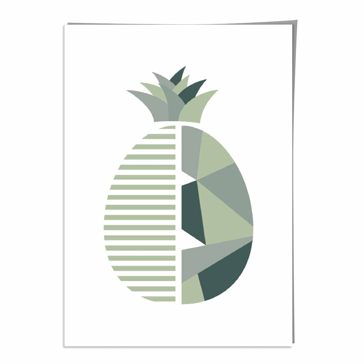 Geometric Fruit Poster of Pineapple in Sage green