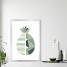 Geometric Fruit Poster of Pineapple in Sage green