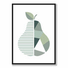 Geometric Fruit Poster of Pear in Sage green