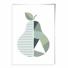 Geometric Fruit Poster of Pear in Sage green